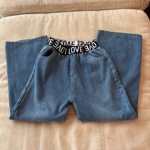 DHGate Kids Wide Leg Lined Denim Jeans Love band